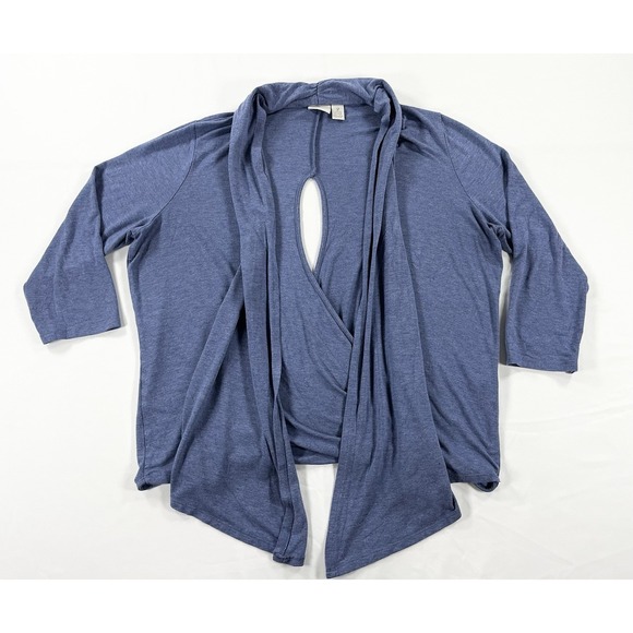 Chico's Zenergy Open Front Cross Back Cardigan Coastal Grandma Boho Women's 2 /L - Picture 3 of 11